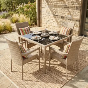 4-Seater Outdoor Rattan Dining Set